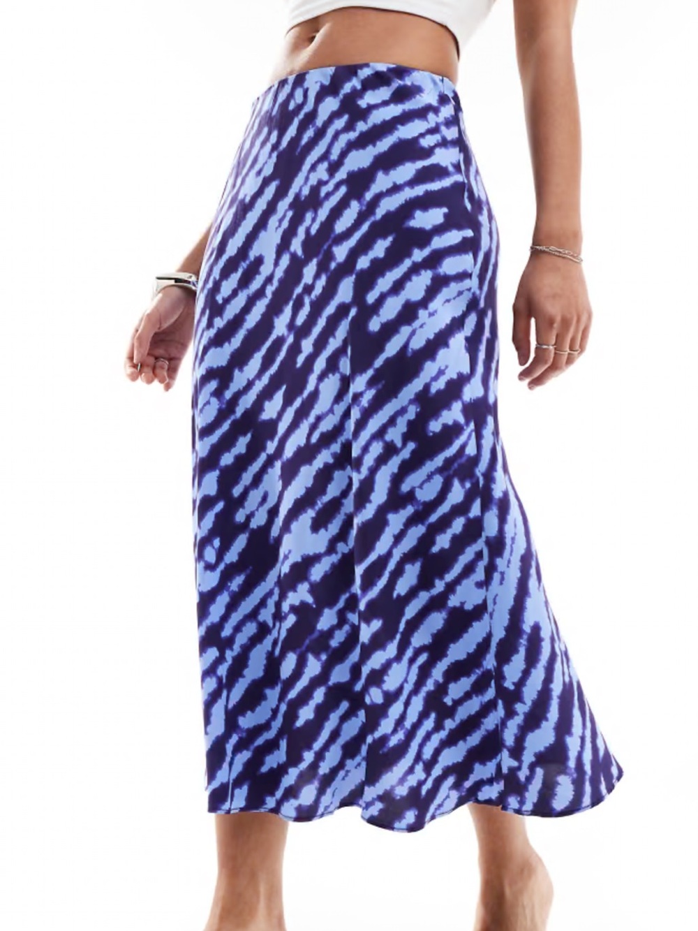 Mango Blue Patterned Maxi Skirt